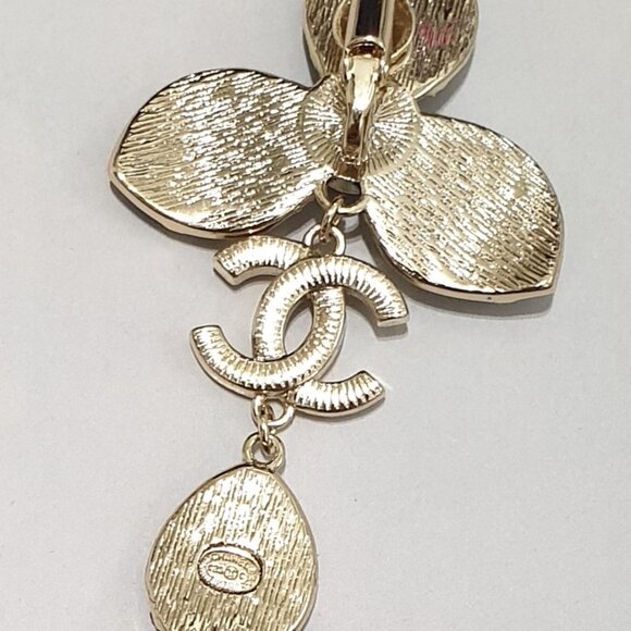 Clover Gold CC Dangle Black White Earrings Charm Women Fashion Formal Jewelry - Picture 6 of 6